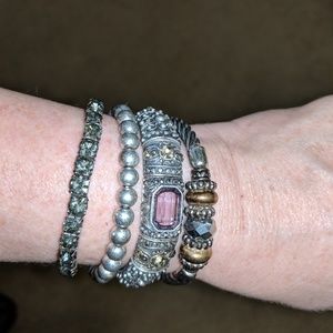 4 stretch silver bracelets- Sale!